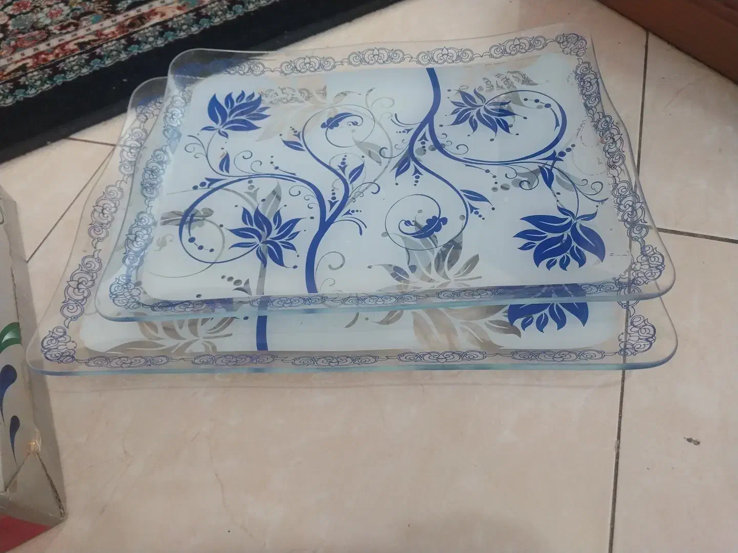 سینی شیشه ای اکبند ۲عدد|ظروف سرو و پذیرایی|تهران, علم و صنعت|دیوار