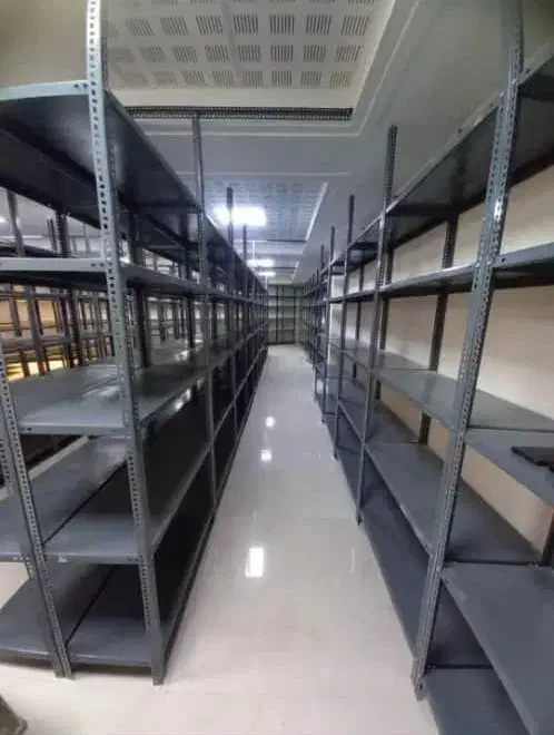 قفسه پیچ و نبشی طوسی|کتابخانه، شلف، قفسه‌های دیواری|آمل, |دیوار