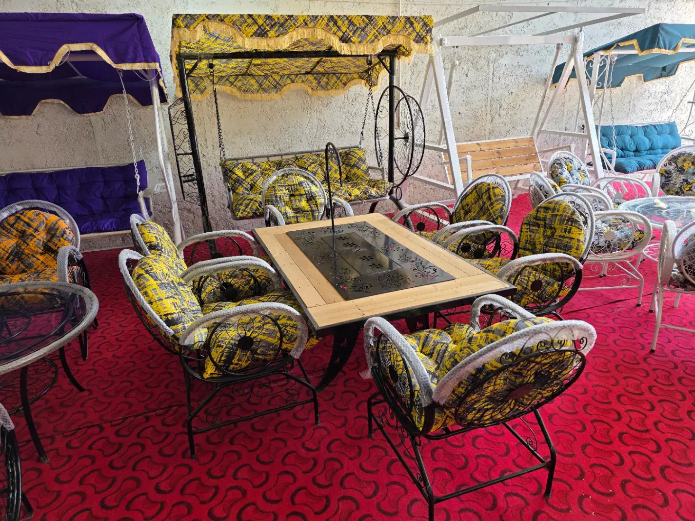 میز آتشدان، میز آتشکده و صندلی باغی با کیفیت بالا|میز و صندلی غذاخوری|خمینیشهر, |دیوار