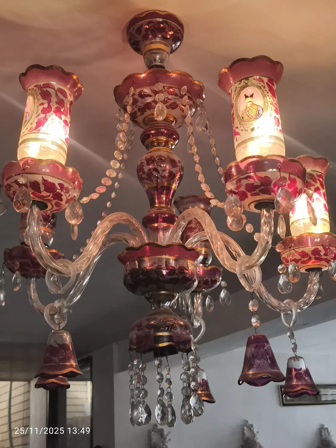 لوستر ۶ شاخه شاه عباسی عتیقه|لوستر و چراغ آویز|شیراز, صاحب الزمان|دیوار