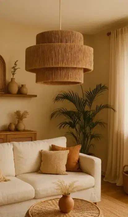 لوستردوطبقه رافیا|لوستر و چراغ آویز|اصفهان, هفتون|دیوار