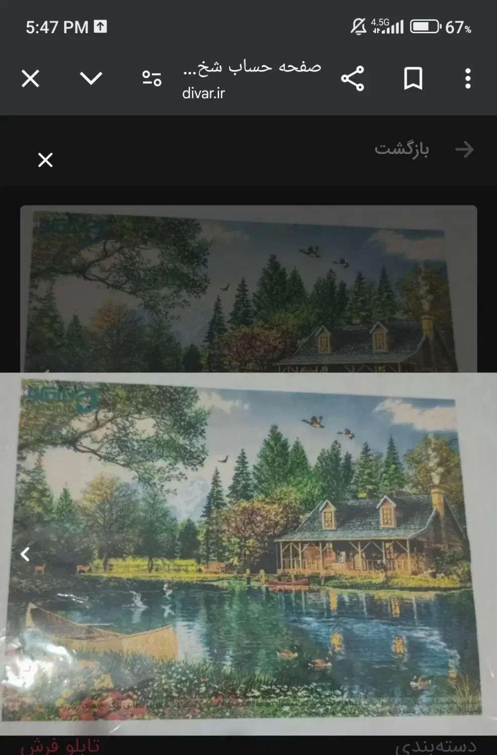 تابلوفرش با طرح منظره|تابلو فرش|سبزوار, قصبه اب یمین|دیوار