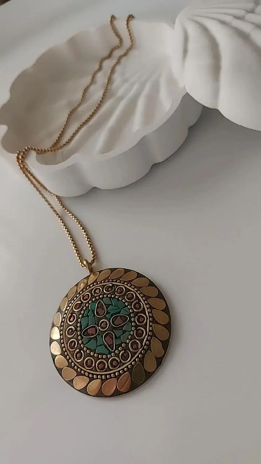 گردنبند دستساز برنج وسنگ نپالی بسیار شیک وارداتی|زیورآلات و اکسسوری|رشت, بلوار گیلان|دیوار