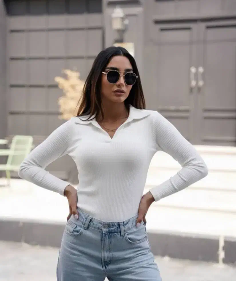 کراپ وارداتی یقه شکاری  آستین بلند|لباس|رشت, شالکو|دیوار