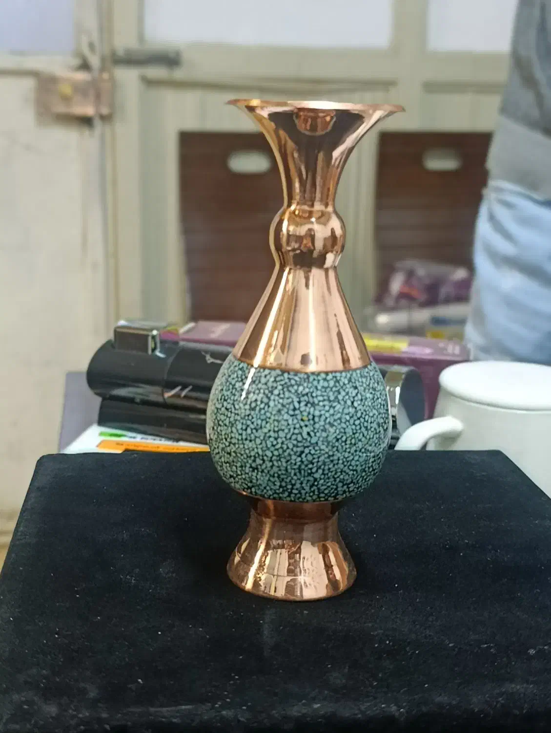 گلدان فیروزه کاری مس اصل|صنایع دستی و سایر لوازم تزئینی|مشهد, شهرک صنعتی توس|دیوار