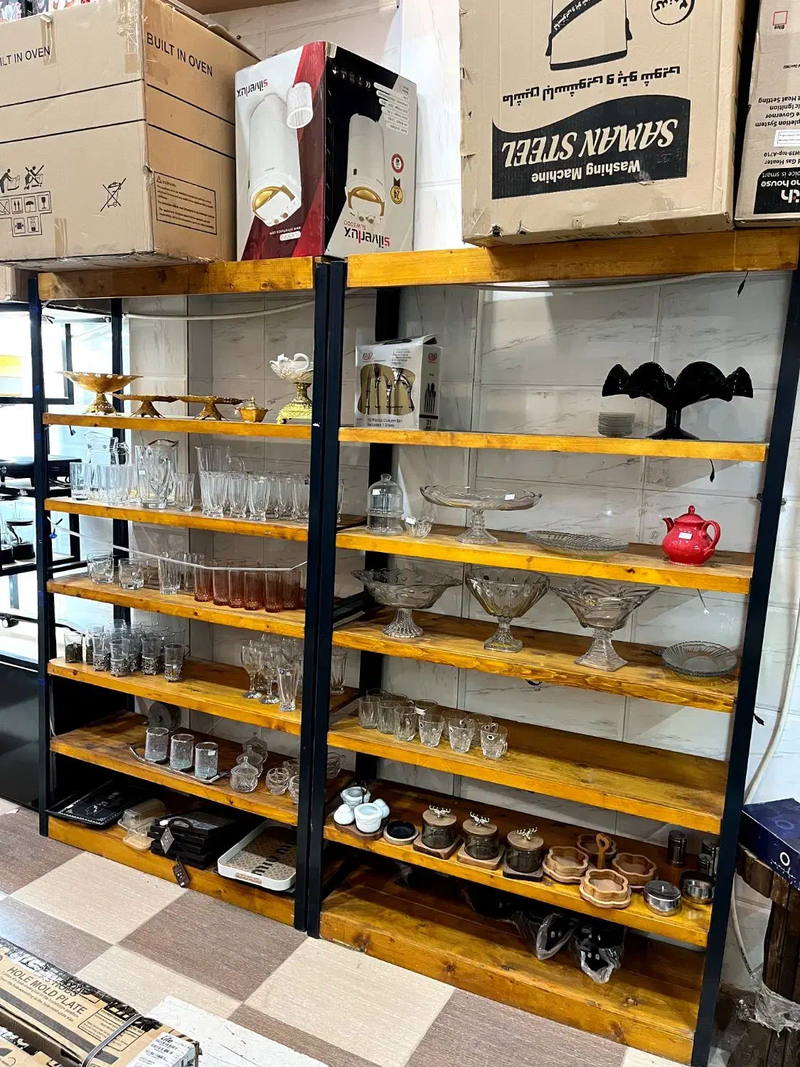 قفسه با چوب روس|کتابخانه، شلف، قفسههای دیواری|خرمآباد, |دیوار