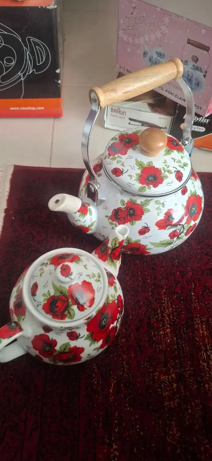 ست کتری قوری لعابی نو|قوری، کتری، قهوه‌ساز دستی|چابهار, |دیوار