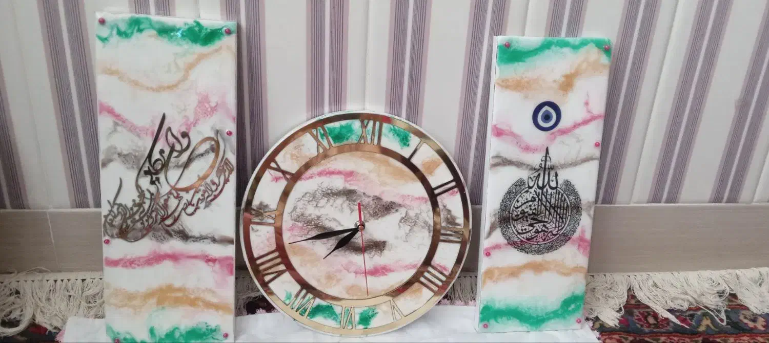 ساعت رزینی ام دی اف چوبی|ساعت دیواری و تزئینی|بناب, |دیوار