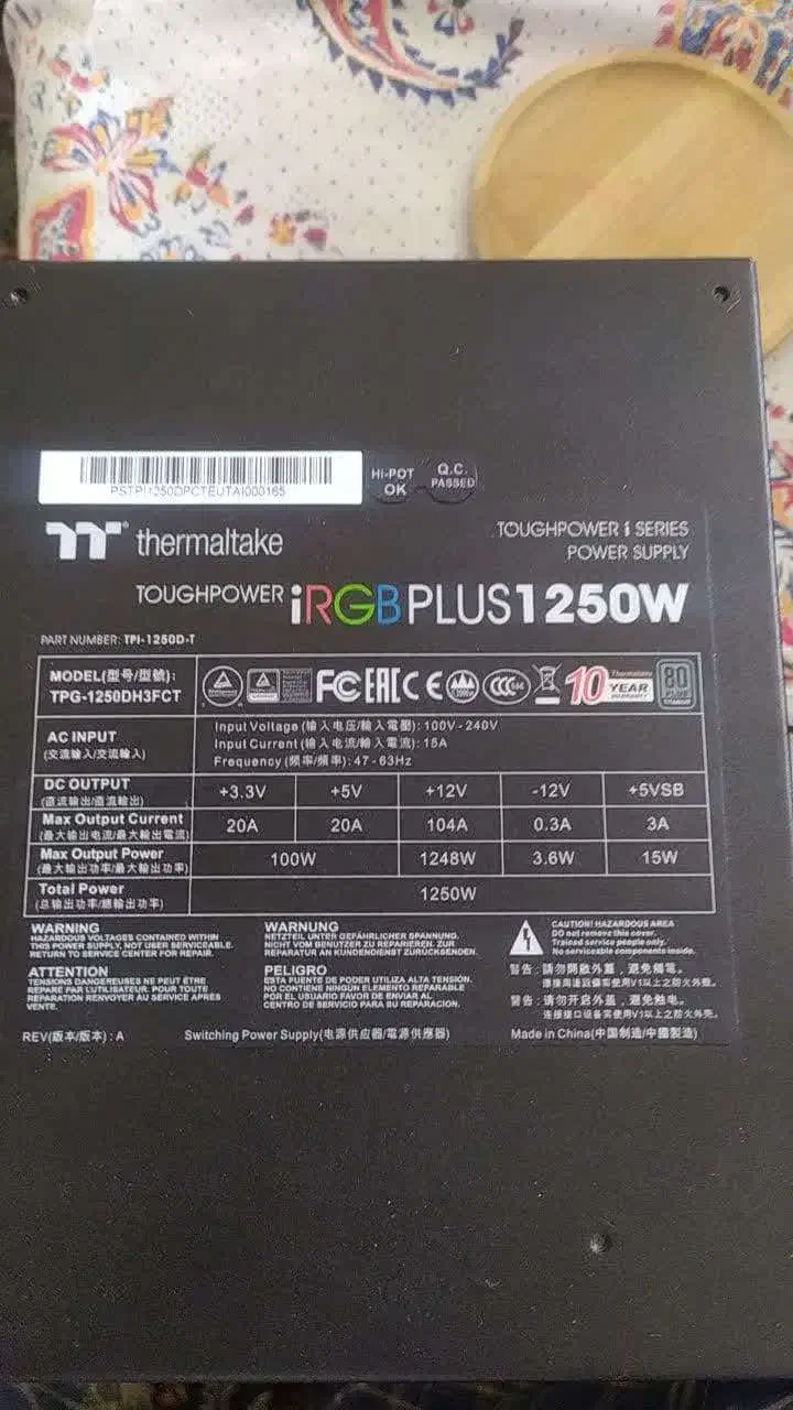 پاور حرفه ای Thermaltake iRGB PLUS 1250W Titanium|قطعات و لوازم جانبی رایانه|تهران, ایران|دیوار