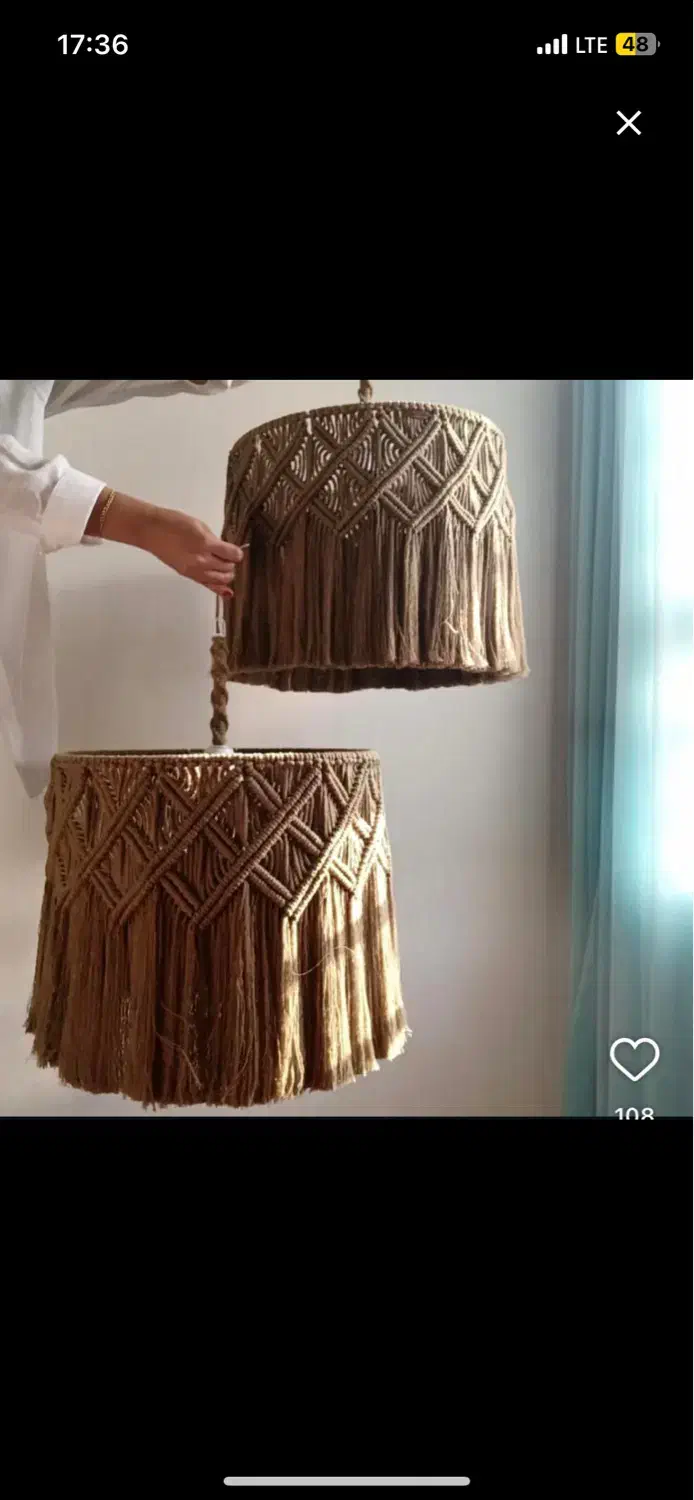 ساخت انواع لوستر مکرومه|لوستر و چراغ آویز|رشت, استقامت ۱|دیوار