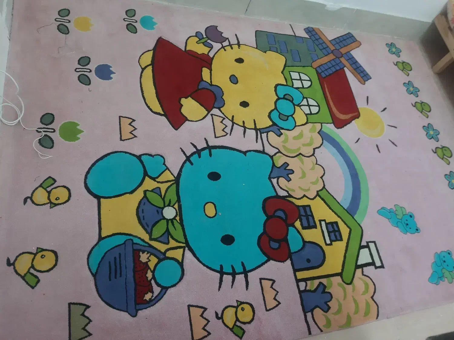 قالی کودک طرح کیتی|فرش|کاشمر, |دیوار