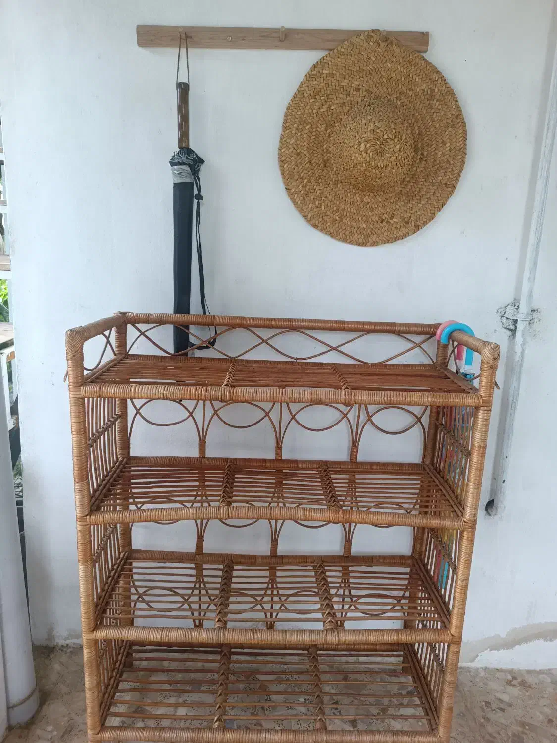 قفسه حصیری مناسب جاکفشی و جاکتابی|کتابخانه، شلف، قفسههای دیواری|چالوس, |دیوار