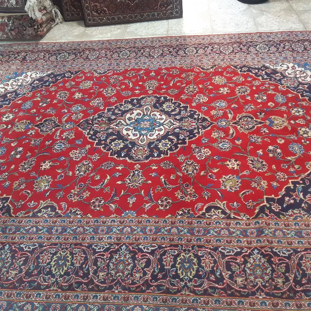 فرش دستباف کاشان قطبی ۹متری|فرش|زنجان, |دیوار