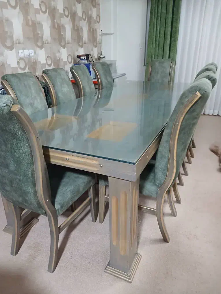 میز ناهار خوری ۱۰ نفره همراه با ۱۰ صندلی|میز و صندلی غذاخوری|قائم‌شهر, |دیوار