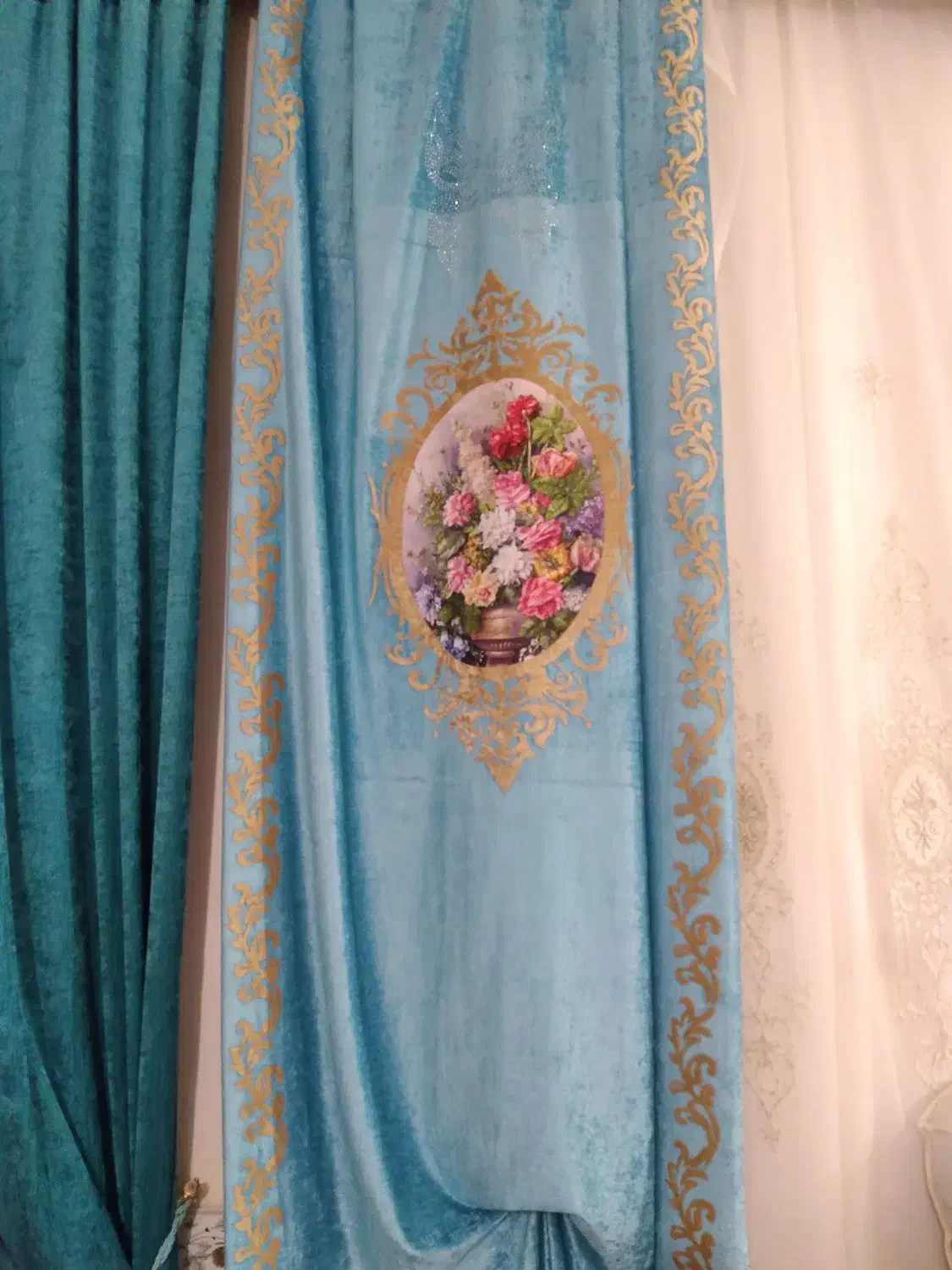 دو عدستک مخمل ی جفت پرده مخمل تور کتیبه|پرده، رانر، رومیزی|رشتخوار, |دیوار