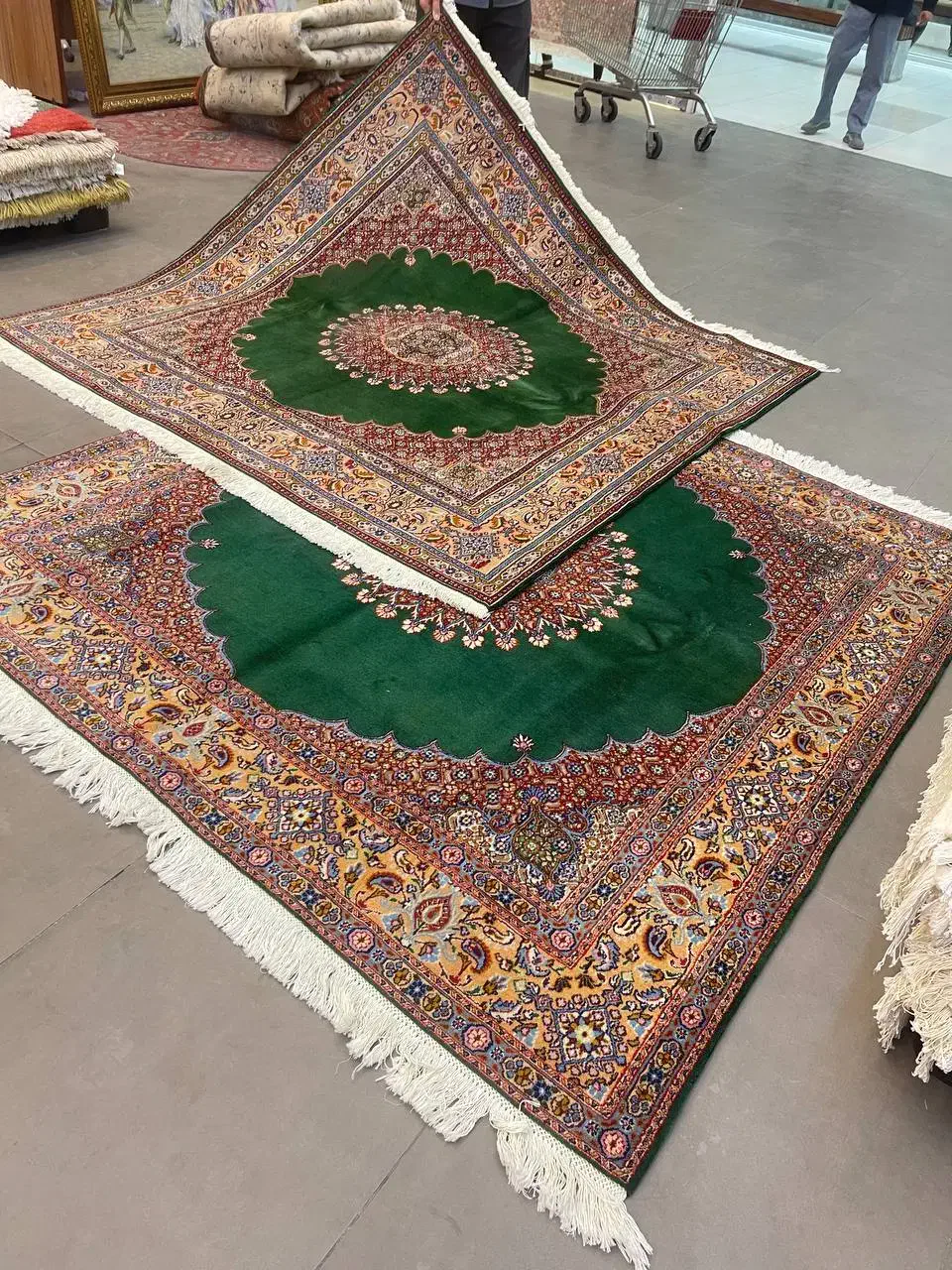 فرش دستباف (بساک)جفت ۲در۲ کف ساده زیبا|فرش|مشکین‌دشت, |دیوار