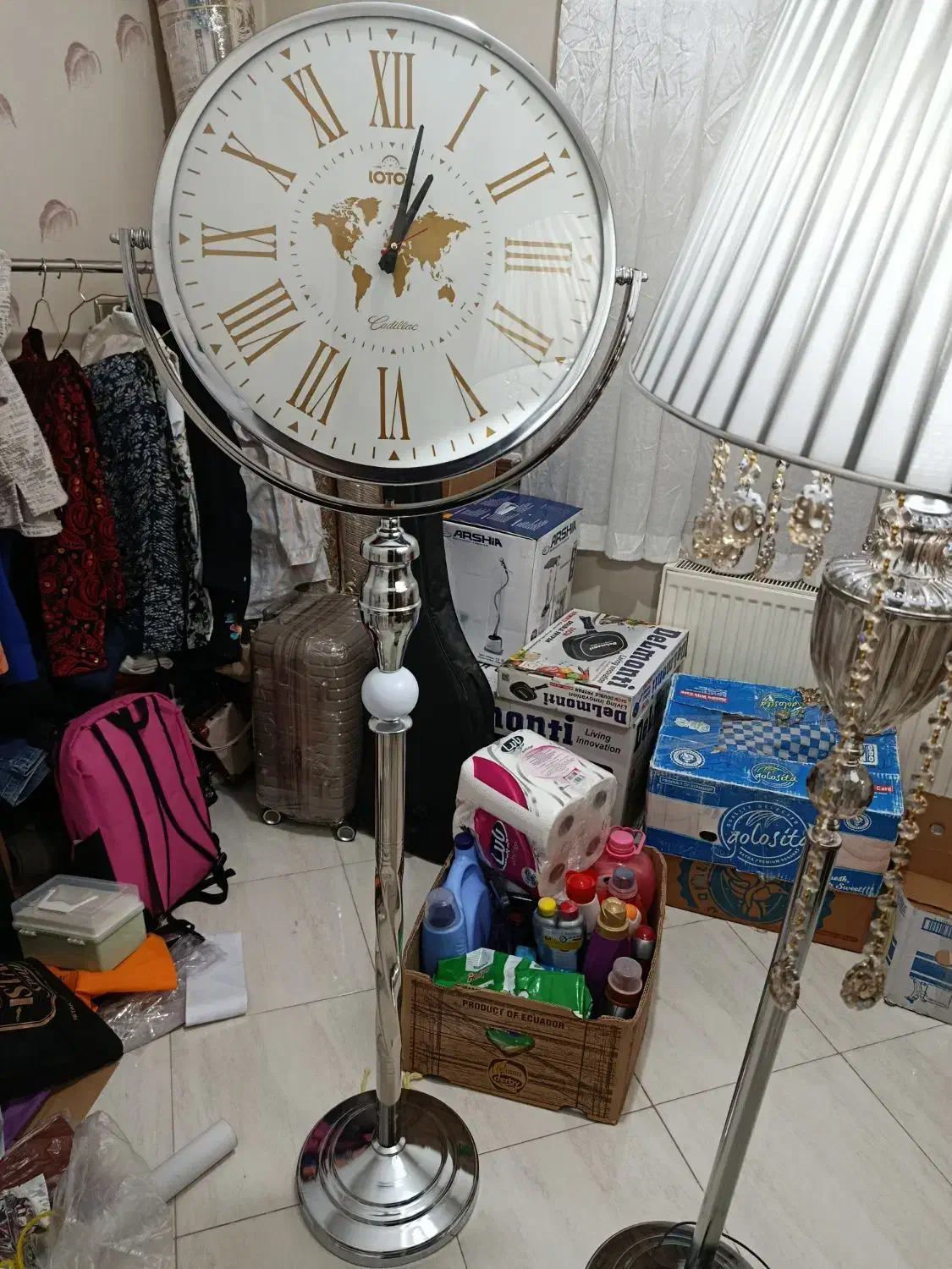 ساعت و آباژور ایستاده ست|چراغ خواب و آباژور|قزوین, |دیوار