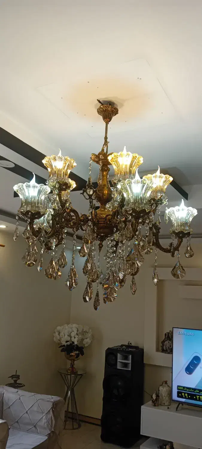 یک جفت لوستر ۵ شاخه ۱۰ شعله برنزی|لوستر و چراغ آویز|پردیس, فاز ۸|دیوار