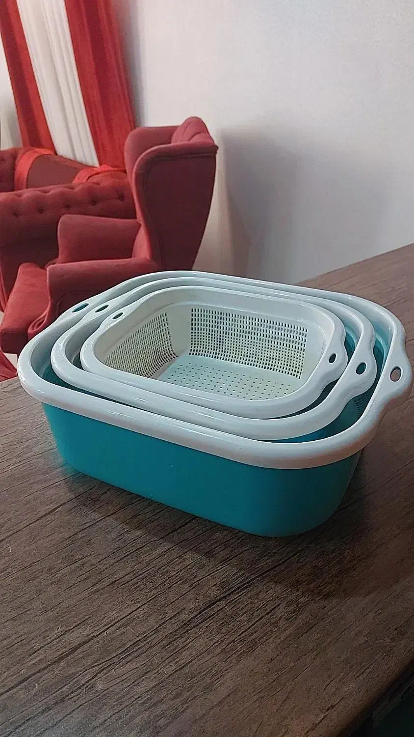 ست ۶ پارچه سبد و لگن|ظروف نگهدارنده، پلاستیکی، یکبارمصرف|شاهینشهر, خانه کارگر|دیوار