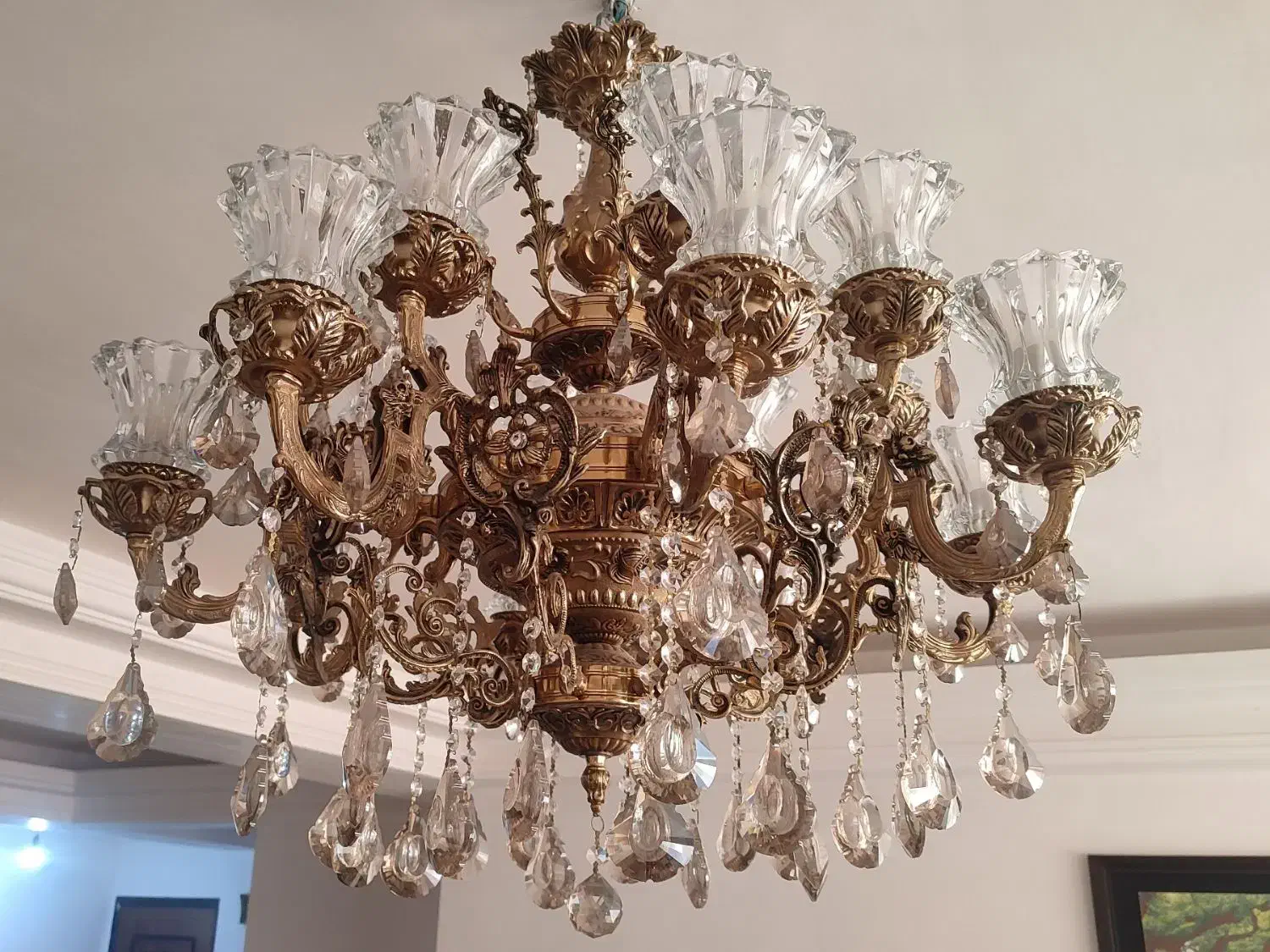 لوستر 8 شاخه 2 گل با 3 طوقه|لوستر و چراغ آویز|تبریز, |دیوار