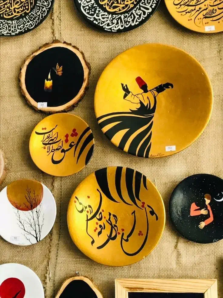 نقاشی روی سفال|تابلو، نقاشی، عکس|قم, دروازه چوبی|دیوار
