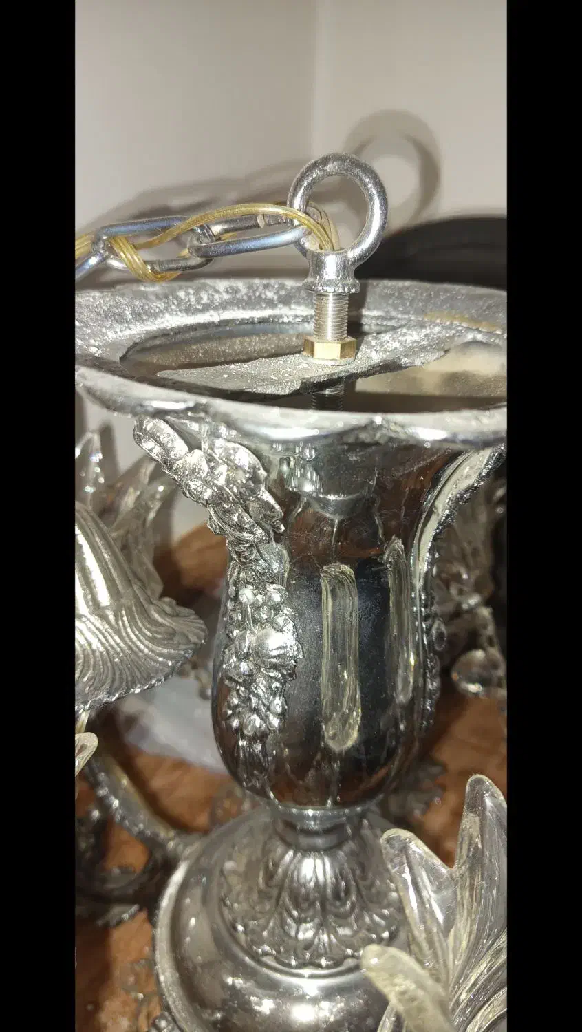 لوستر۵شاخه  برنز نقره ای|لوستر و چراغ آویز|تبریز, |دیوار