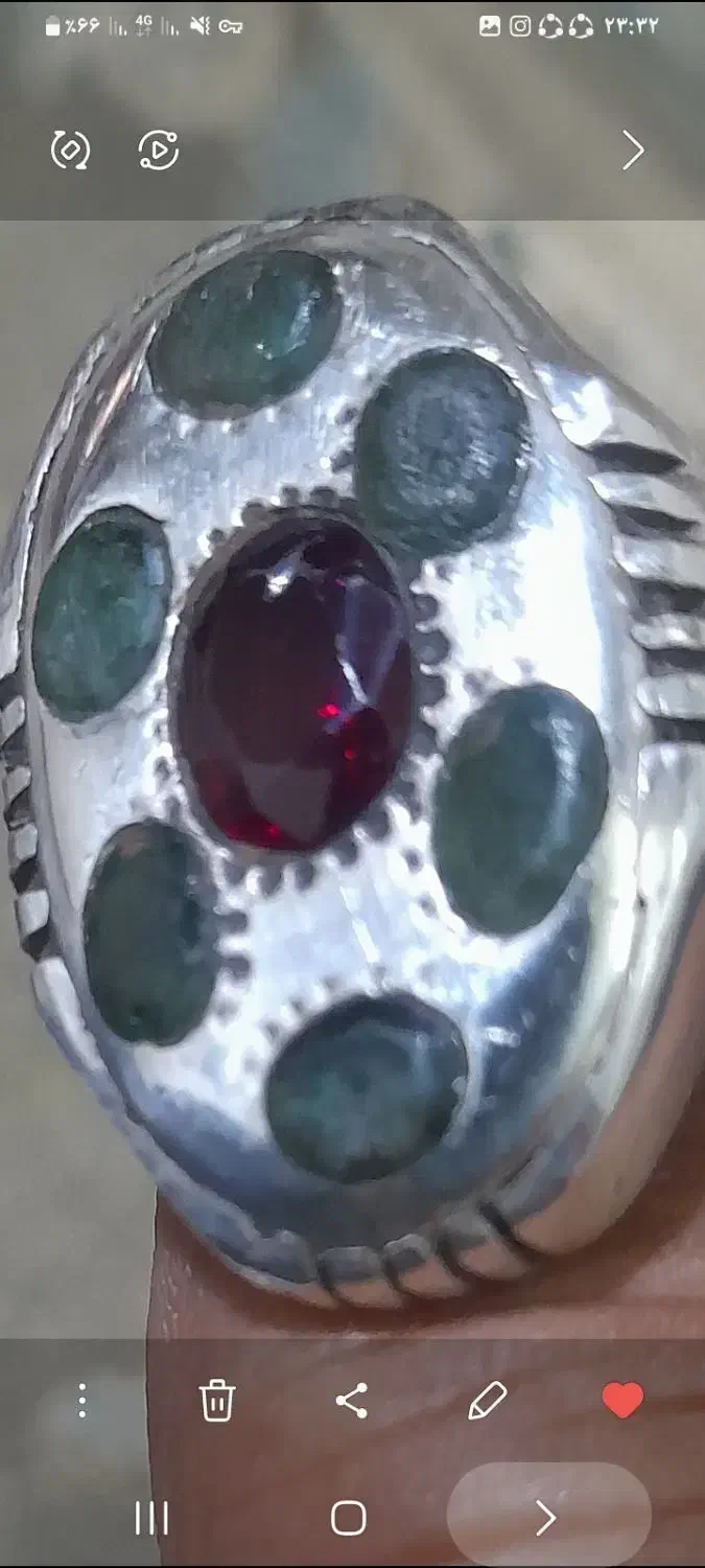 انگشترقدیمی عتیقه بانگین یاقوت اصلی و زمرود|جواهرات|بجنورد, |دیوار