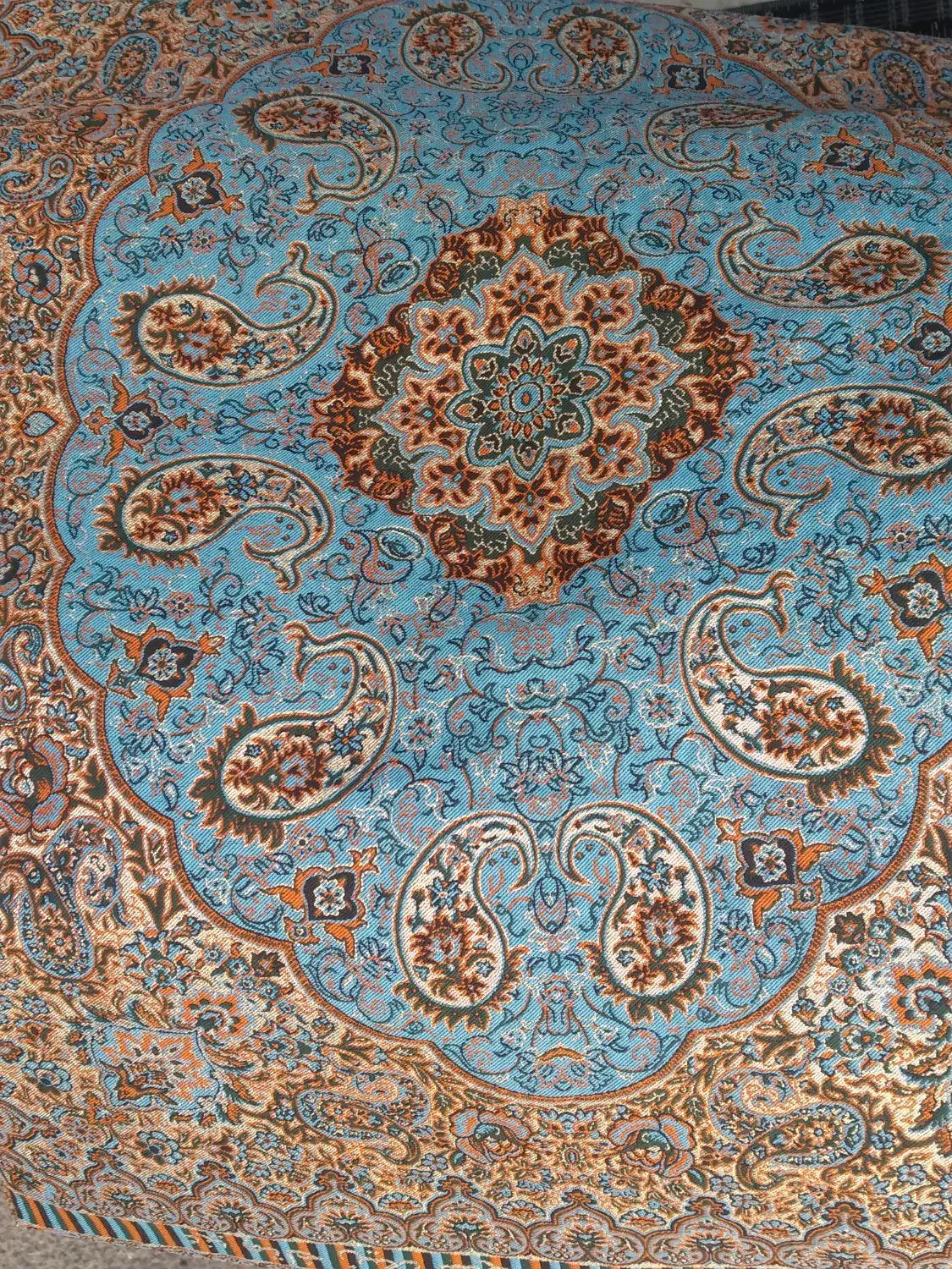 پارچه ترمه فیروزه ای|رختخواب، بالش، پتو|یاسوج, |دیوار