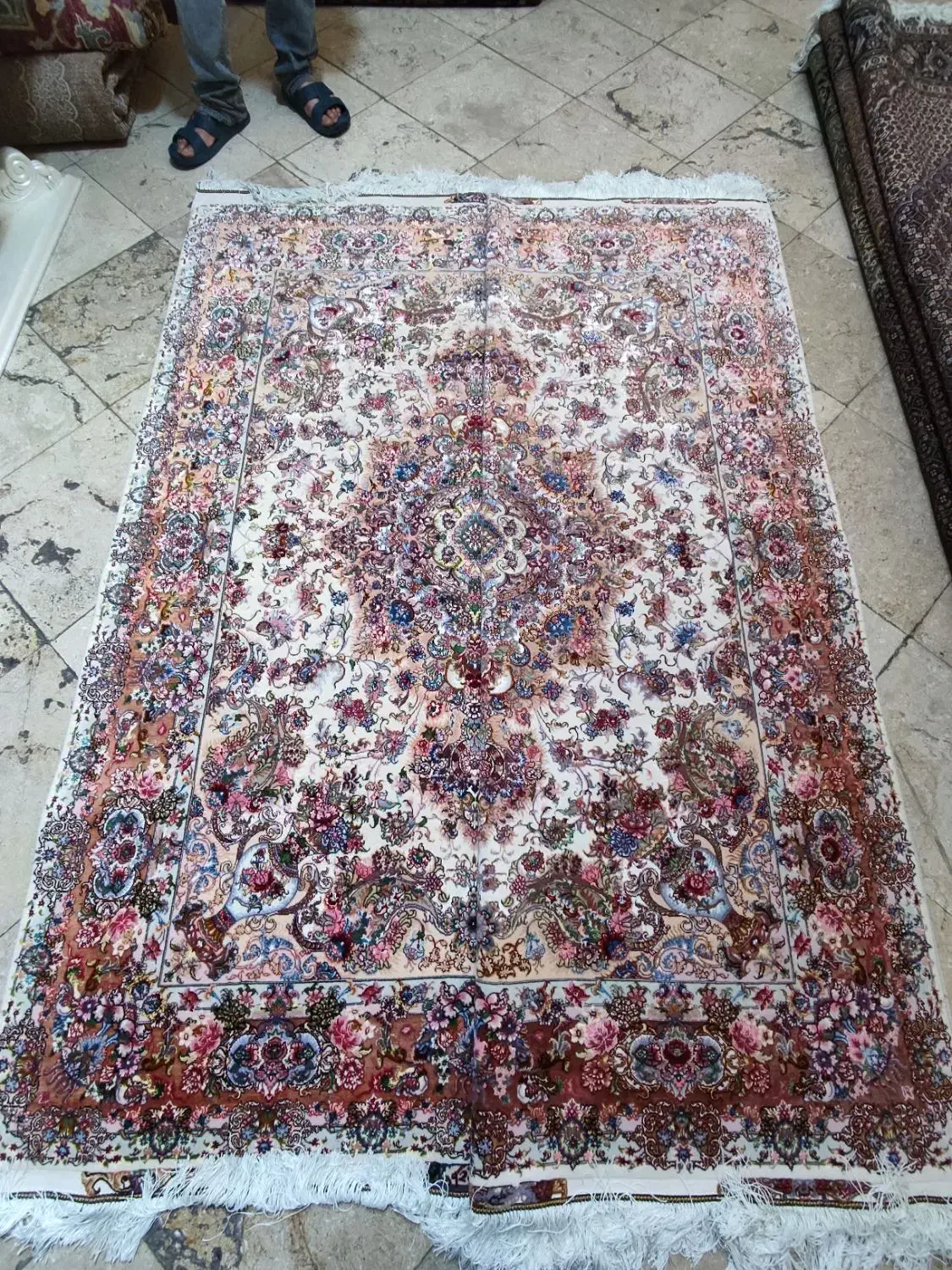 جفت قالیچه دستبافت ۳متری گلدانی.  ۵۵رج|فرش|تهران, پونک|دیوار