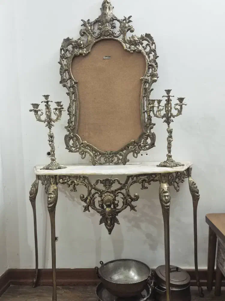 آینه شمعدون برنزی|بوفه، ویترین، کنسول|ساری, |دیوار