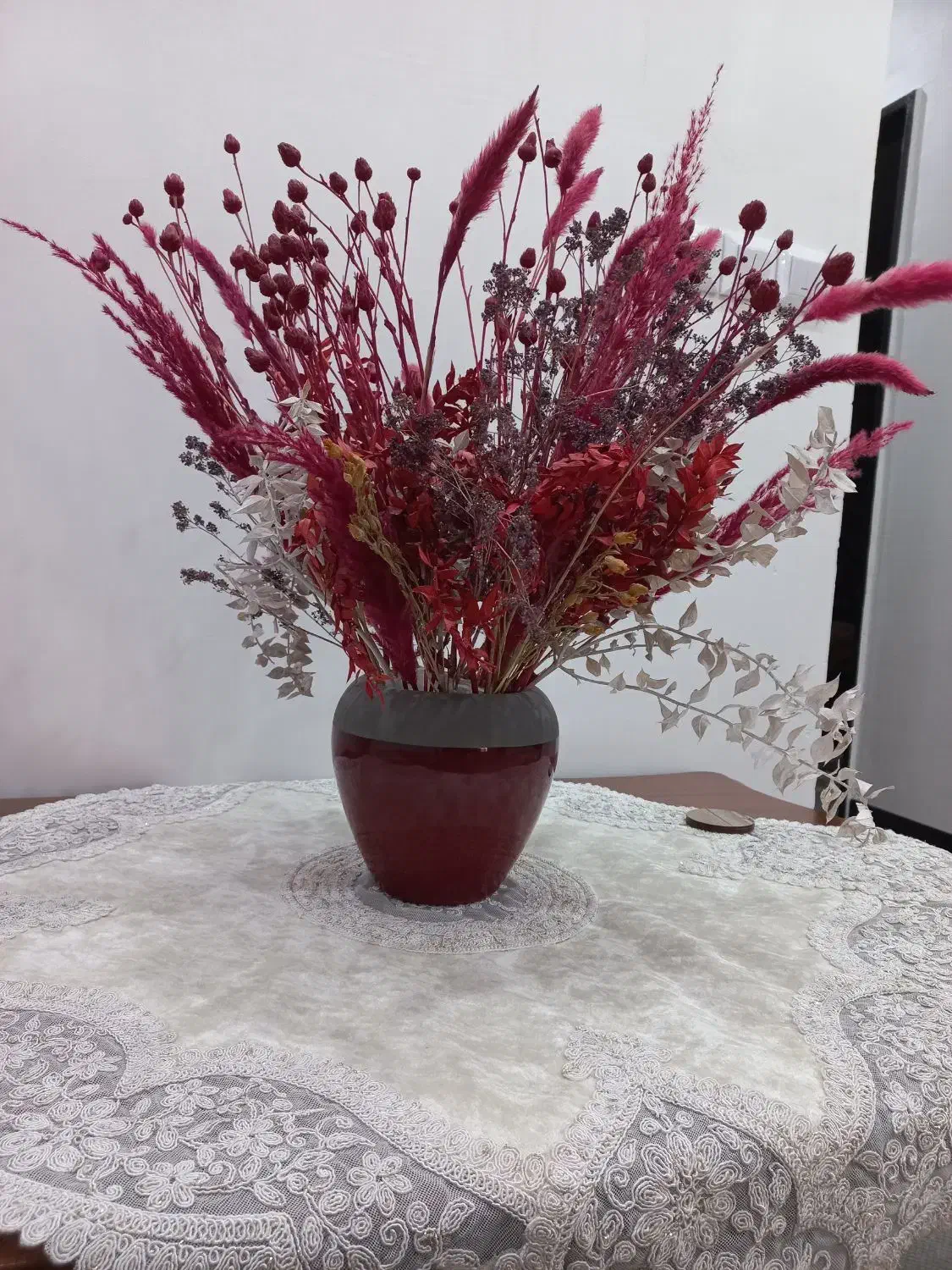 گلدان دکوری با گلهای خشک مصنوعی لاکچری|گل مصنوعی|اهواز, رسالت|دیوار