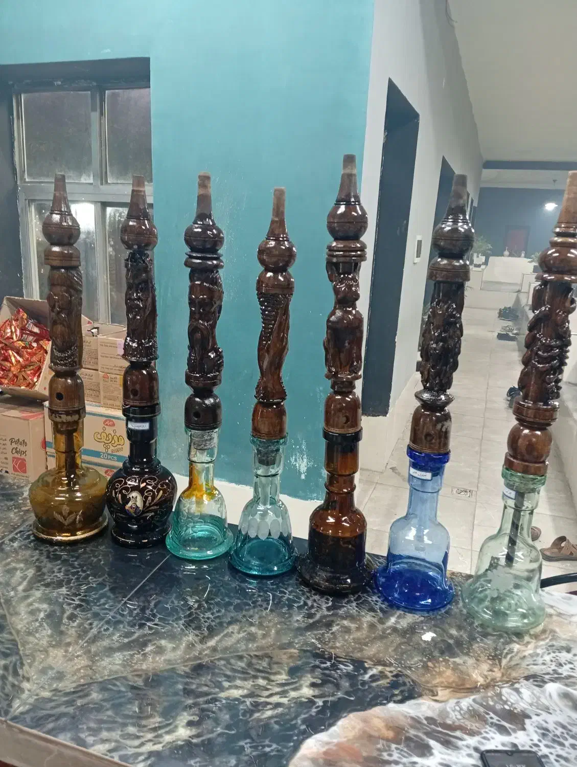 قلیان دست دوم چوبی عربی اصل تو پر|کلکسیون و سرگرمی|نقده, |دیوار