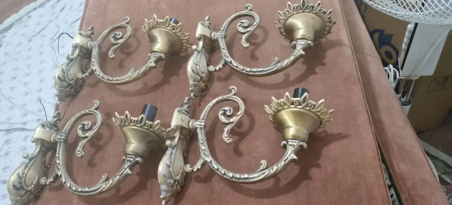 فروش 4 عدد دیوارکوب برنز قدیمی و سنگین|لوستر و چراغ آویز|کرمانشاه, |دیوار