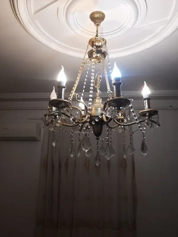 لوستر ۶پر با لامپ برنجی|لوستر و چراغ آویز|لاهیجان, کوی خزر|دیوار