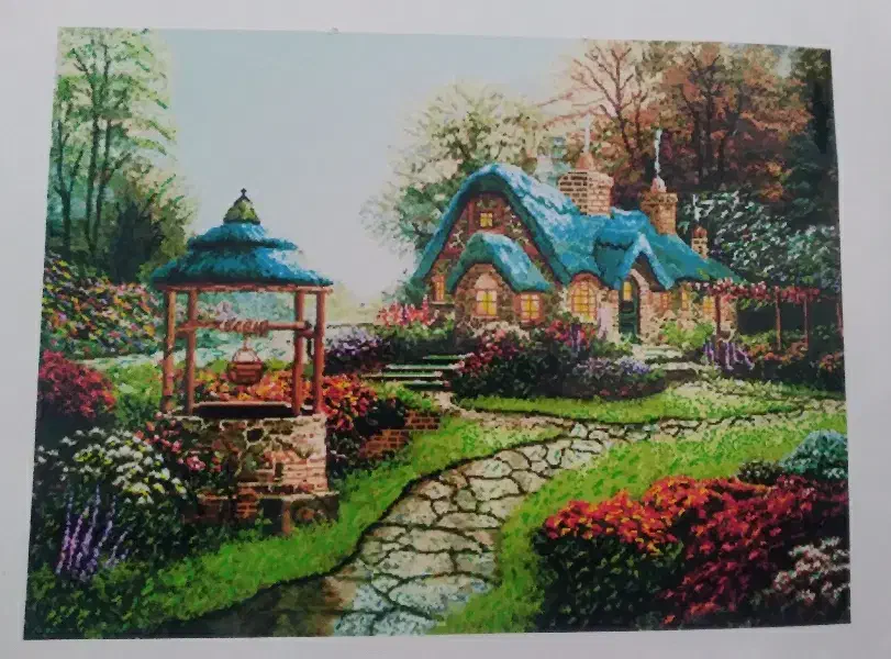 تابلو فرش شماره ای منظره نیمه کاره|تابلو فرش|چنگ الماسی, |دیوار