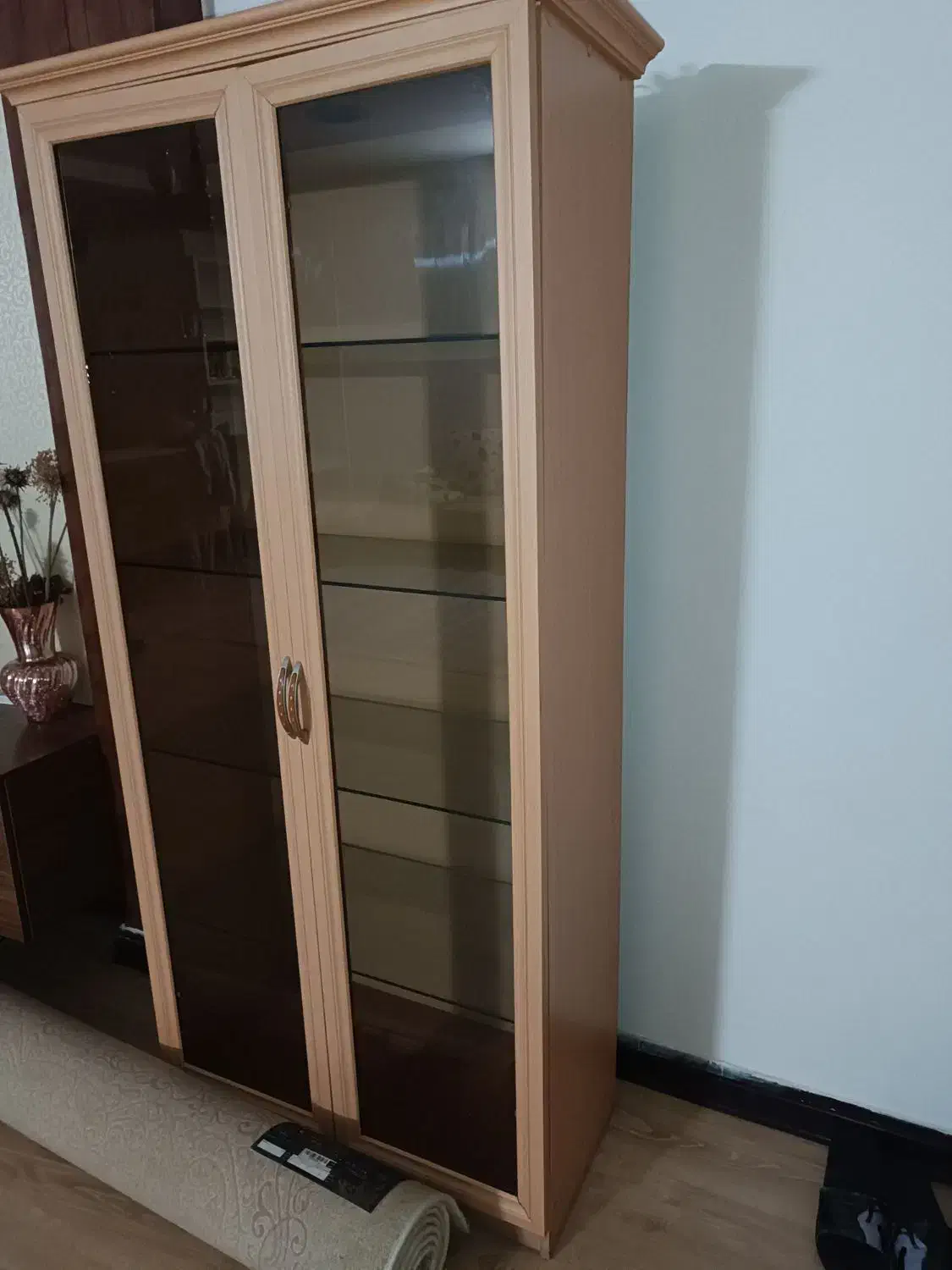 بوفه چوبی وشیشه ای|بوفه، ویترین، کنسول|ساری, |دیوار