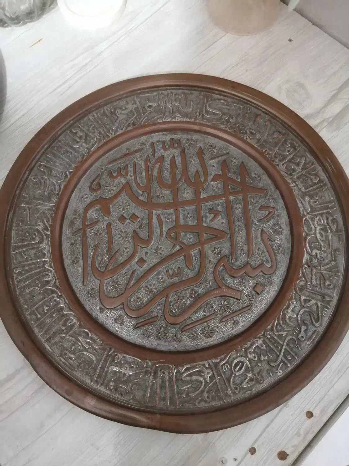 سینی مسی قلم کاری|صنایع دستی و سایر لوازم تزئینی|الوند, |دیوار