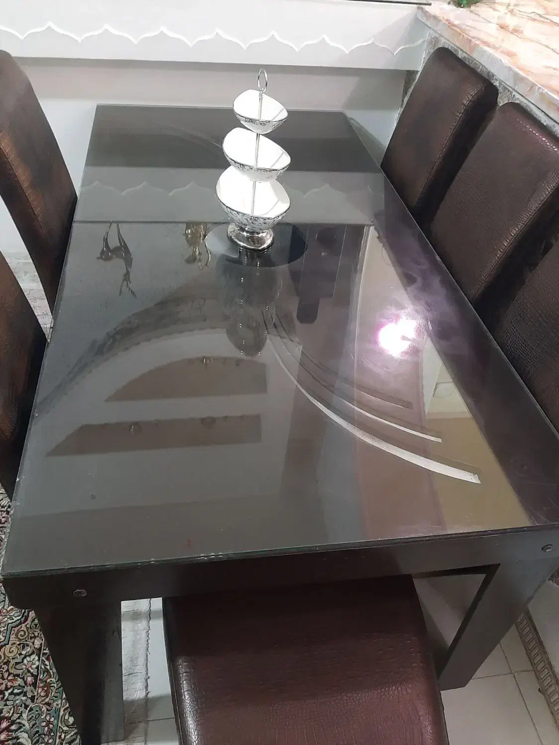 میز و صندلی ناهارخوری 6نفره چوبی|میز و صندلی غذاخوری|بافت, |دیوار