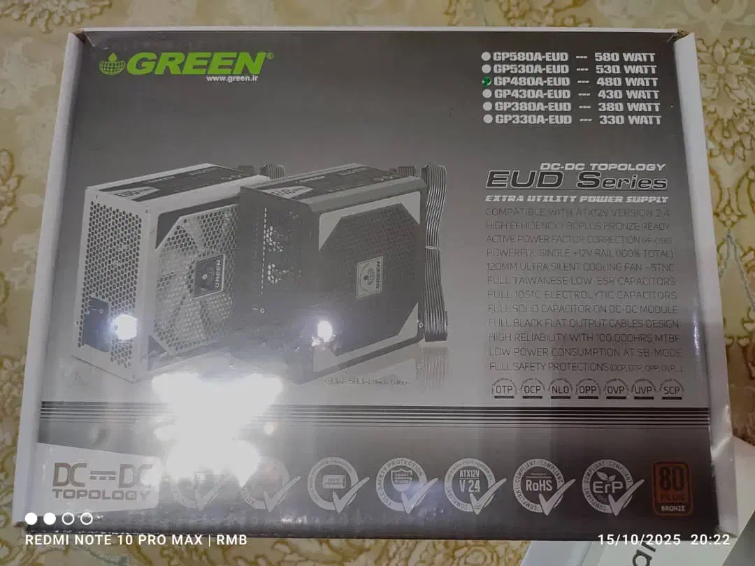 منبع تغذیه یا پاور ۴۸۰ وات گرین|قطعات و لوازم جانبی رایانه|اسلامشهر, باغ فیض|دیوار