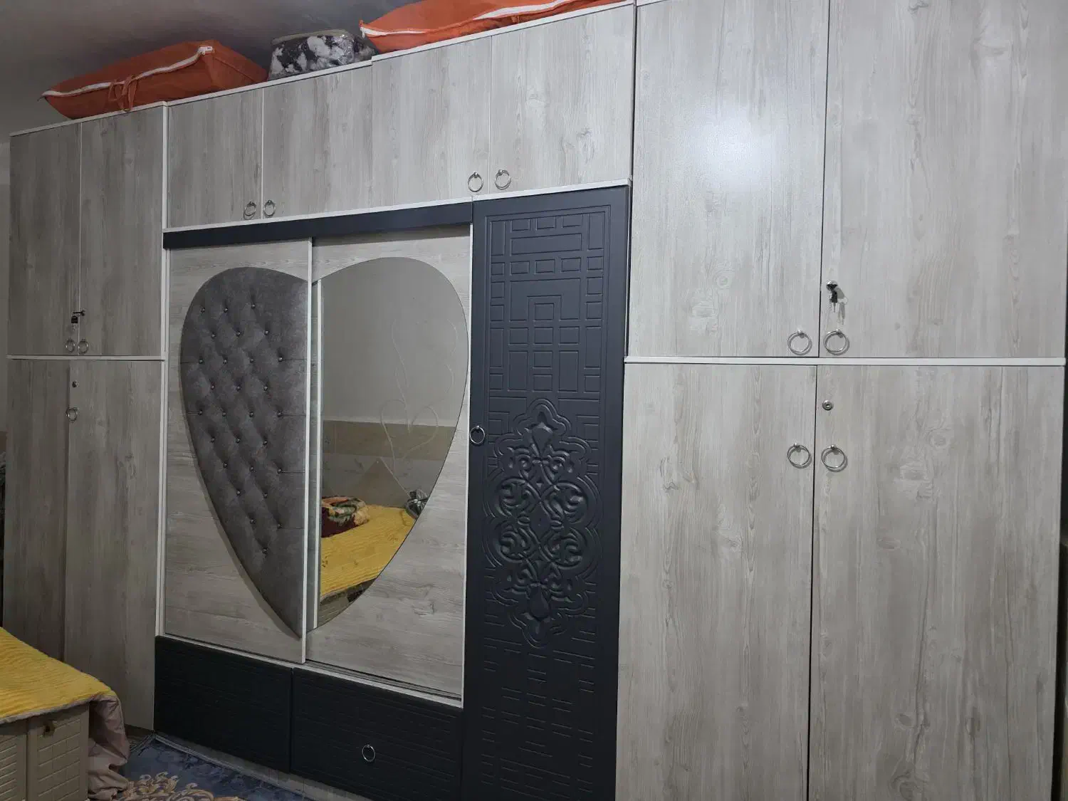 کمد طرح دیواری وکیوم ،رنگ کاجی|تخت و سرویس خواب|شادگان, |دیوار