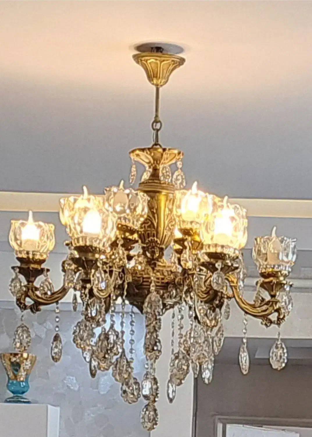 لوستر برنجی|لوستر و چراغ آویز|قزوین, |دیوار