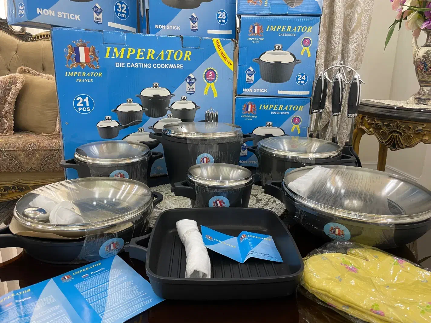 سرویس قابلمه چدن ۲۱پارچه اکبند فرانسوی|ظروف پخت‌وپز|رباط‌کریم, رباط‌کریم|دیوار