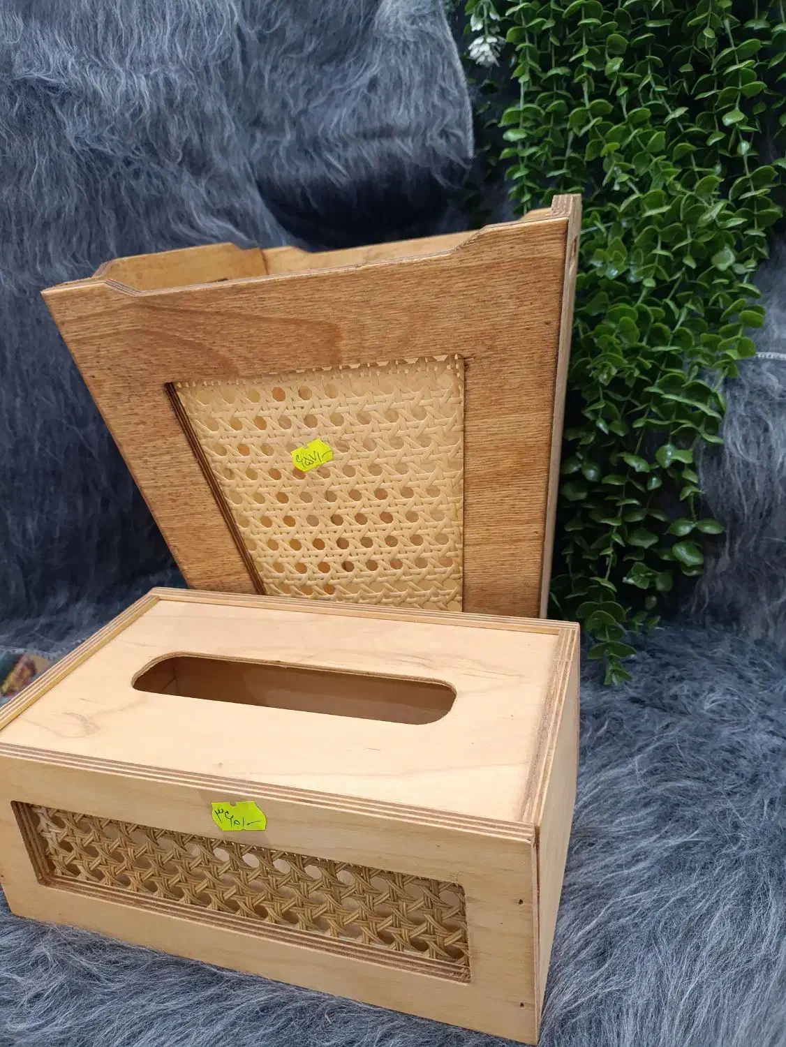 ست جادستمال و سطل چوبی حصیری مدرن|صنایع دستی و سایر لوازم تزئینی|سیرجان, |دیوار