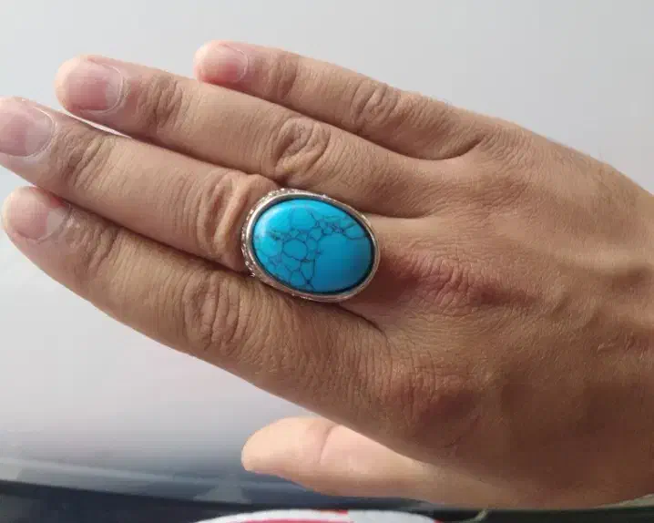 انگشتر فیروزه با رکاب نقره  ای قیمت پیشنهاد بدین|جواهرات|برازجان, |دیوار