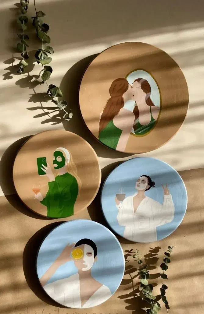 دیوارکوب (بشقاب سفالی) و جاعودی|تابلو، نقاشی، عکس|مشهد, طلاب|دیوار