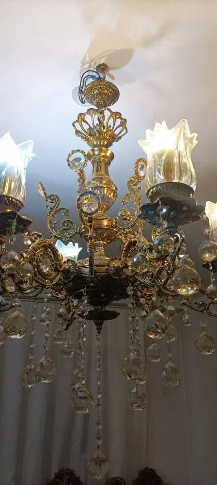 لوستر برنزی سنگین وزن،۶شعله|لوستر و چراغ آویز|اردبیل, |دیوار