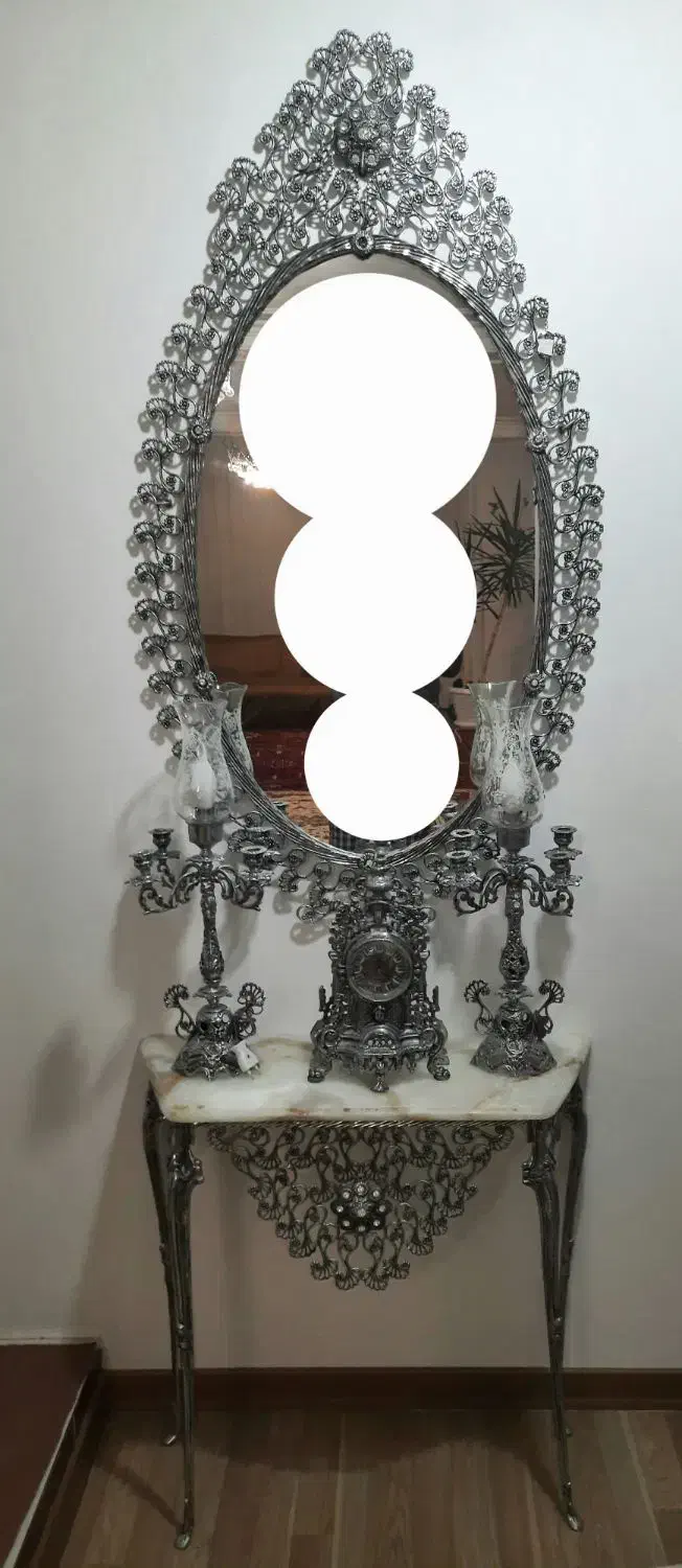 آینه و شمعدان با جنس برنج، صفر نو|آینه|اهر, |دیوار