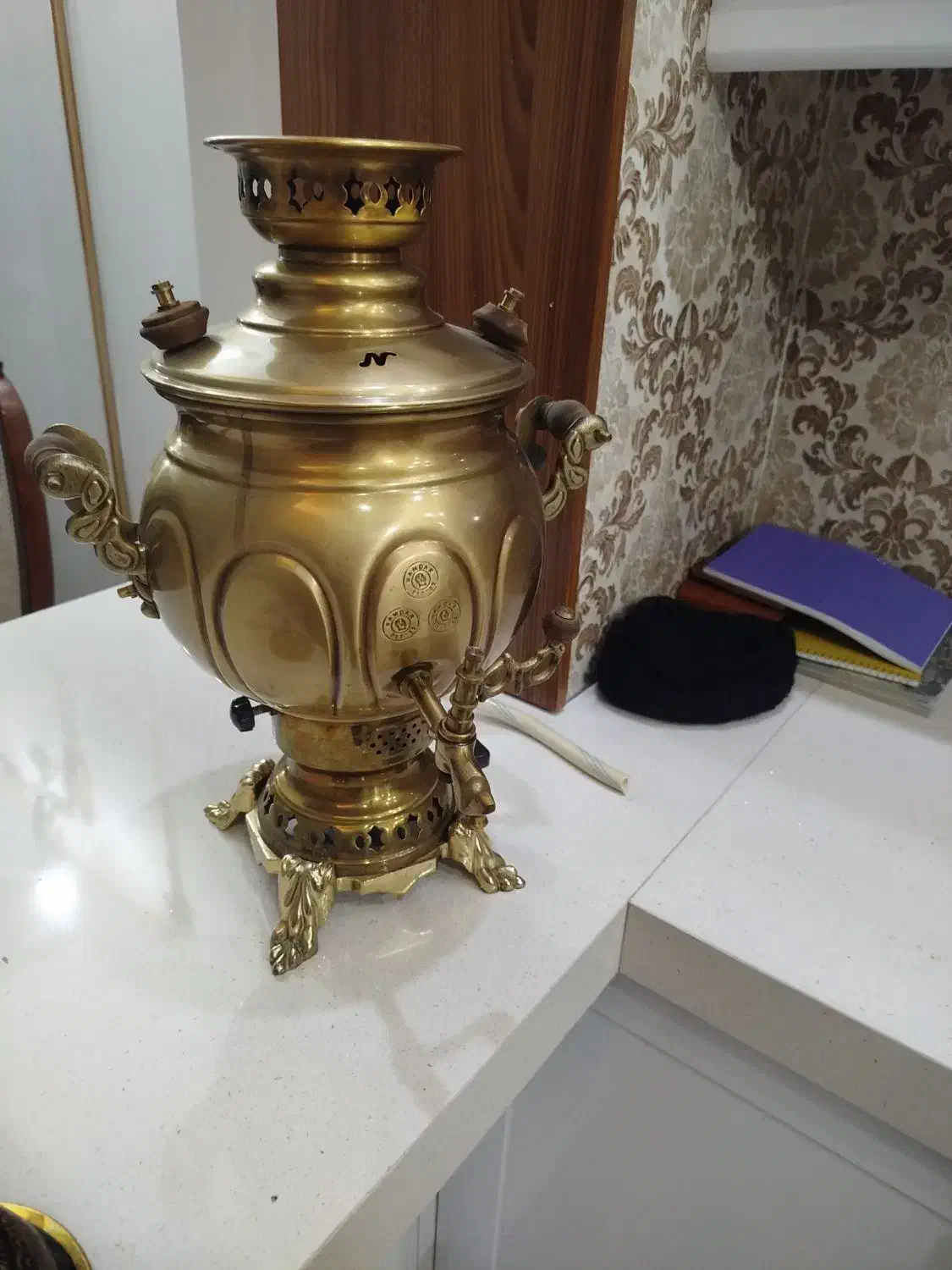 سماوروسینی‌برنجی|سماور، چای‌ساز، قهوه‌ساز|باقرشهر, |دیوار