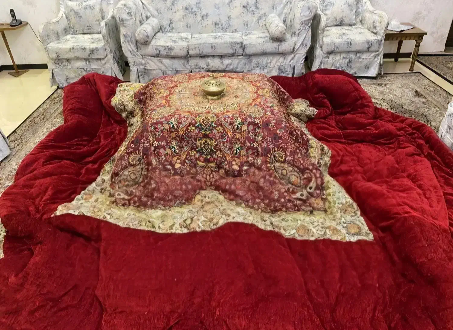 لحاف کرسی دست دوز سنتی اطلس 250 اصلی سفارشی|رختخواب، بالش، پتو|تهران, شهرک ولیعصر جنوبی|دیوار