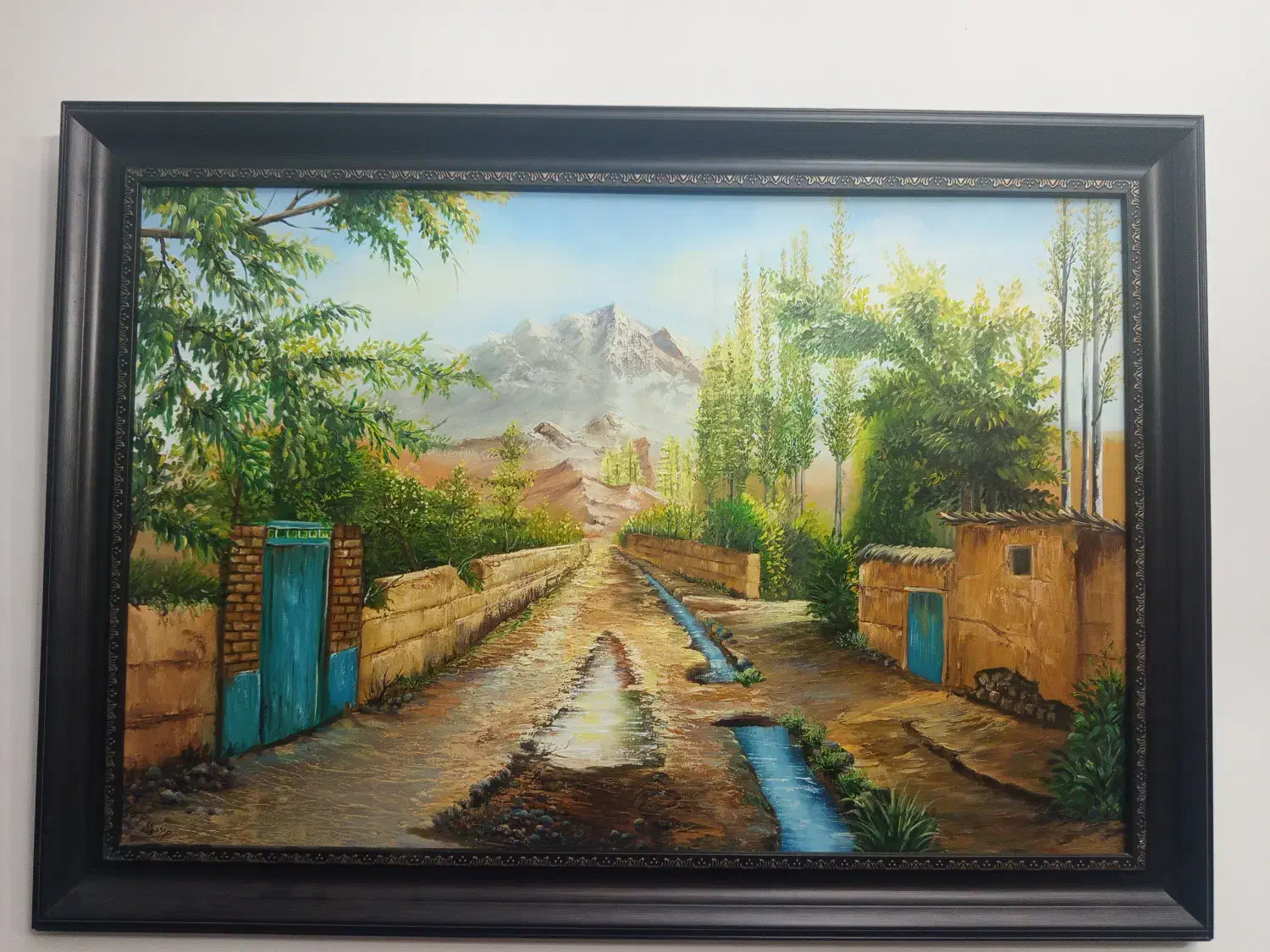 تابلو نقاشی رنگ روغن منظره اثر هنری اصل با قاب شیک|تابلو، نقاشی، عکس|تنکابن, |دیوار